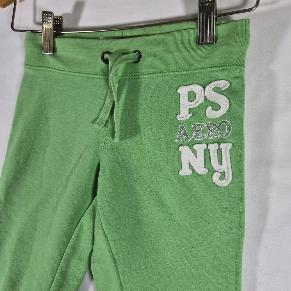 Y2k P.S. From Aeropostale Girls Size 5T Green Flare Sweatpants Logo